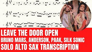 Bruno Mars, Anderson .Paak, Silk Sonic - Leave the Door Open  - Solo Alto Sax Sheet Music