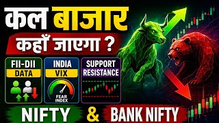 आज का मार्केट सेटअप | FII DII Data | India VIX | Nifty &amp; Bank Nifty Analysis | कल की तैयारी #Nifty