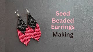 How to make seed bead earrings with bead fringes, beaded tutorial for beginners