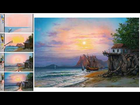 Sea Sunset - Acrylic Painting Tutorial / Сolor Palette ART | Zeichnung Kunst Malerei