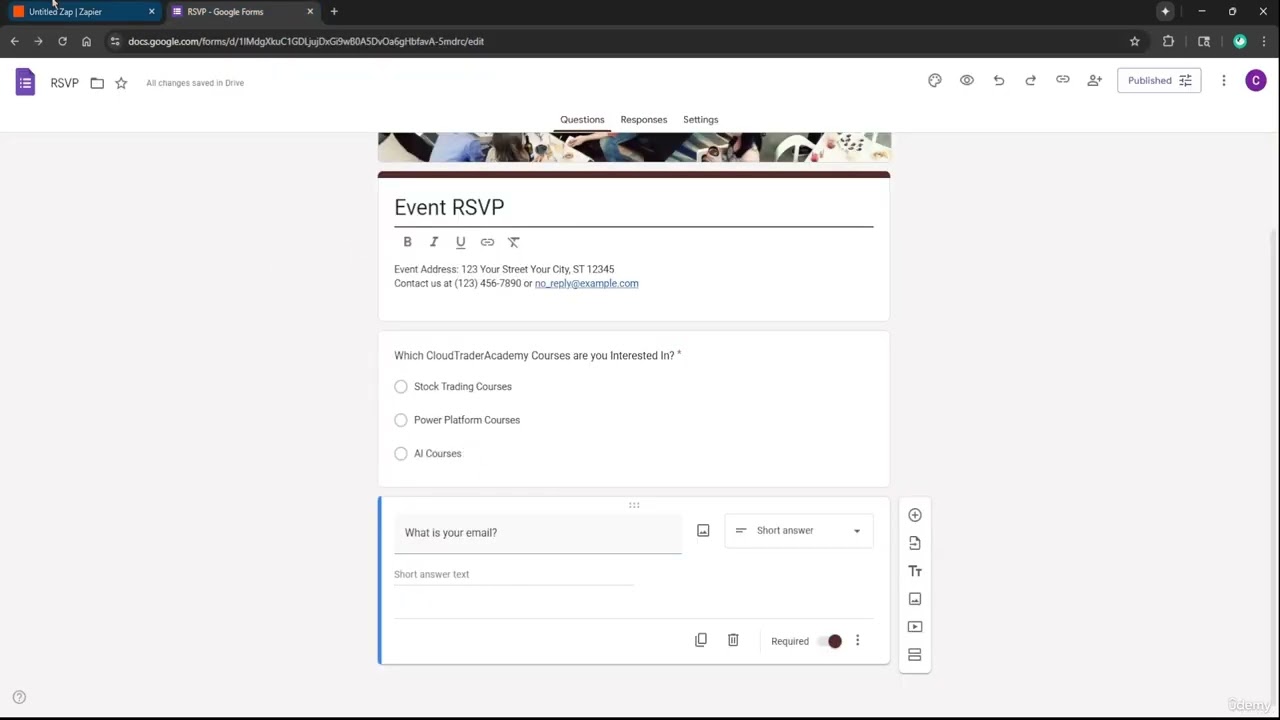 Zapier Paths tutorial showing Google Forms automation