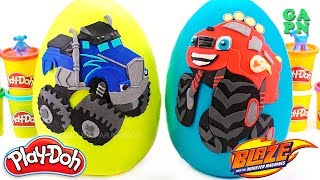 Gigante Huevos Sorpresa Play Doh de Monster Machines Crusher y Blaze | Aprender Colores con Play Doh