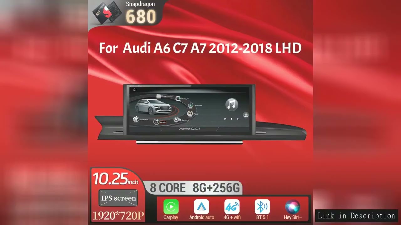 10.25 inch Left Hand Drive Android 13 For Audi A6 C7 A7 2012-2018 Car Radio Wireless BT Carplay Qual