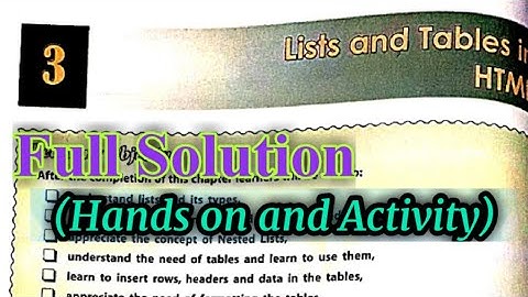 DAV Class 8 Computer Chapter 3 Activity and Hands On Solution||Lists and Tables||