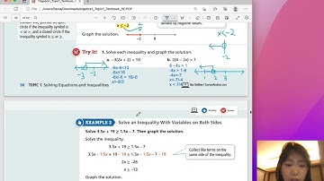 EnVision Algebra 1 Lesson 1-5:  Solving Inequalities in One Variable
