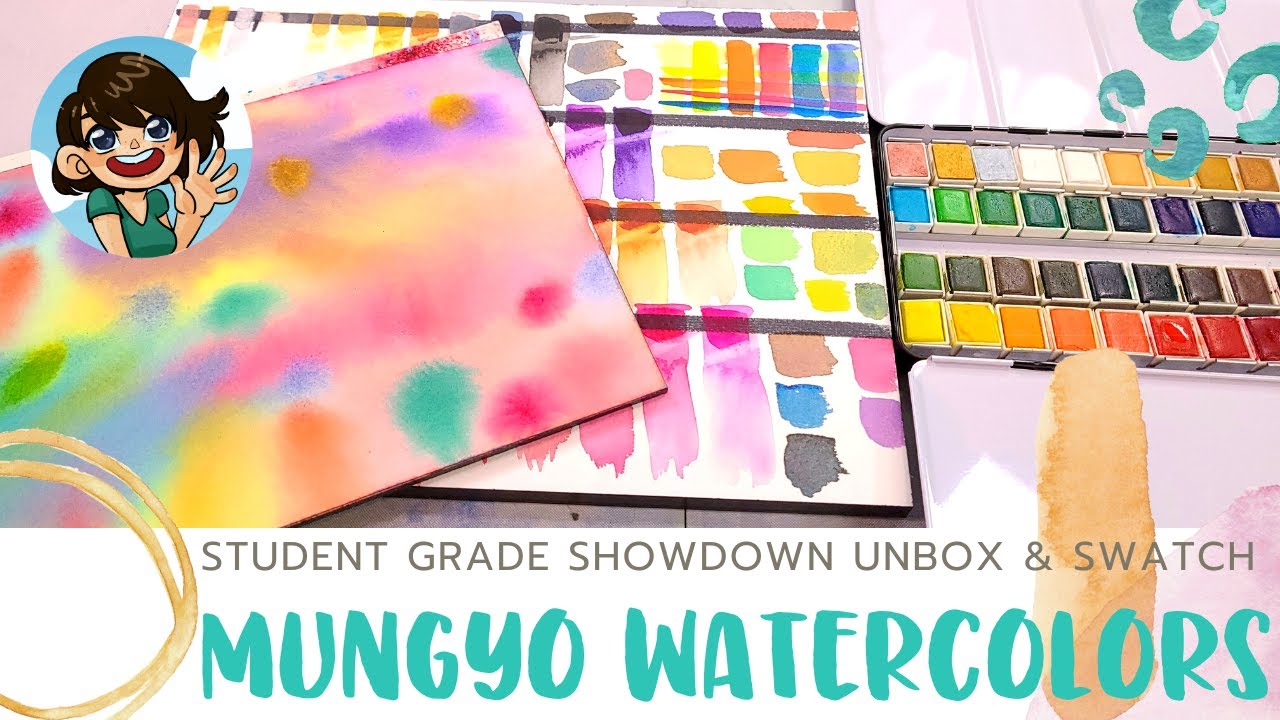 Mungyo watercolor 24 color paint set review and swatches 