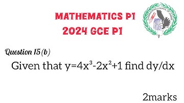 Q15 (b) Mathematics Paper 1 2024 GCE || Calculus Differentiation  #2024GCE