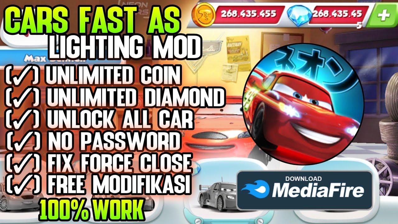Cars Fast As Lightning Mod Apk Terbaru!! Unlimited All No Password