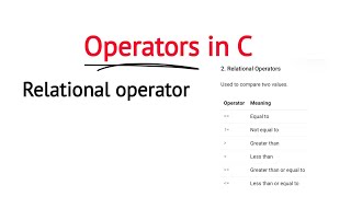 Lec 15 Relational Operator 