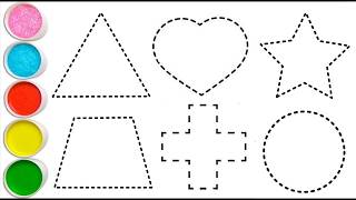 2D Shapes Tracing & Coloring | Drawing Shapes | Rhymes Collection | Writing Along Dotted Lines
