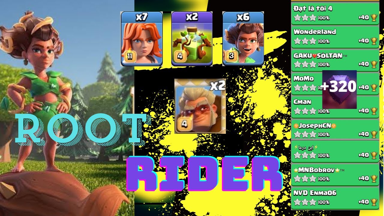 Root Rider Max Level +320 EASY Spam Strategy🔴ROOT RIDER DRUID Spam With Overgrowth🔴TH16 ...