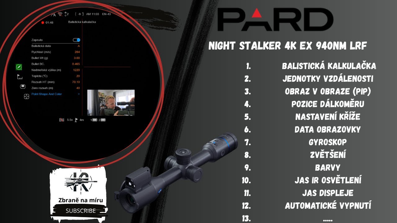 Kompletní ukázka nastavení - PARD Night Stalker 4K eX 940nm LRF