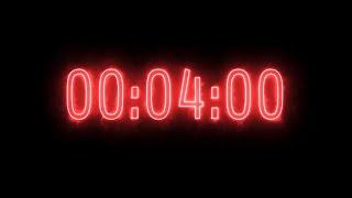 Red Fire Neon Timer 4 Minutes (Countdown)