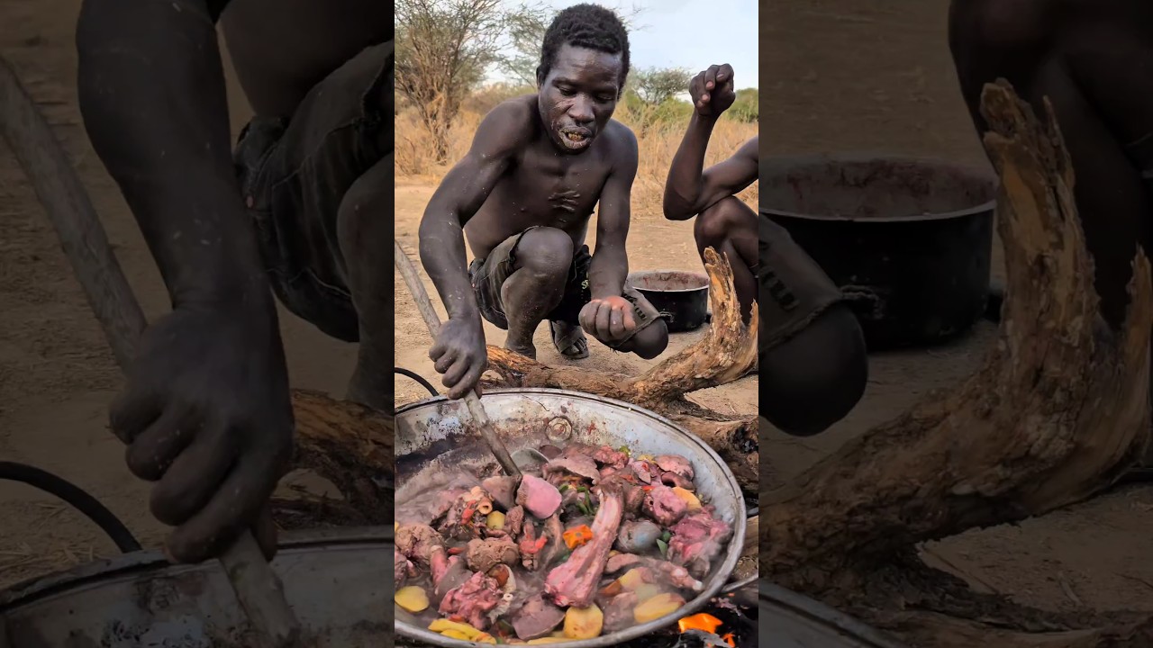 Wow That's incredible delicious food made by hadzabe tribe middle of 