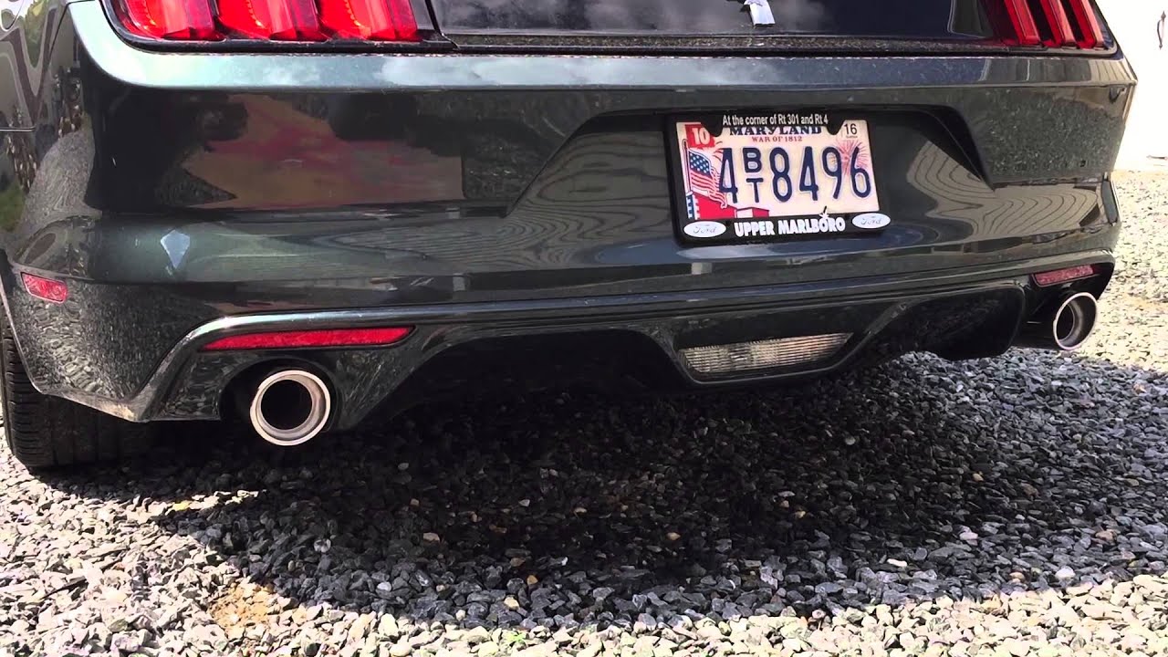 2015 Mustang V6 Muffler delete with resonated tips - YouTube