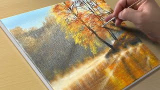 How to Paint a Autumn Lake / Acrylic Painting for Beginners