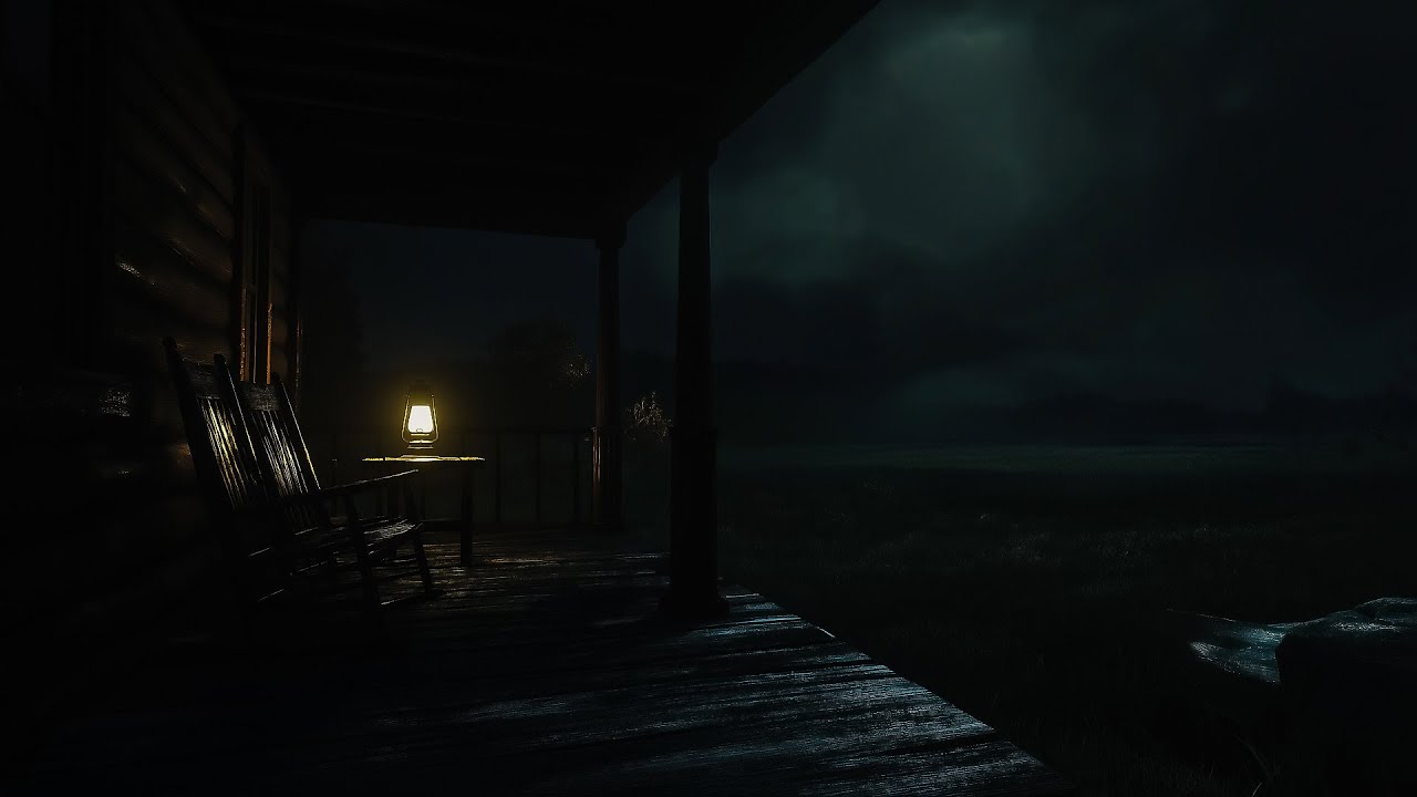 Grassland Thunderstorm at the Mountain Base | Soft Rain and Dark Harp 🎧 — Calm Before the Storm