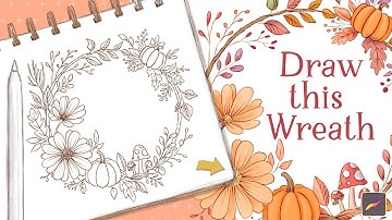 How to Draw a Pretty Autumn Wreath | Easy Fall Drawing in Procreate (Part 1)