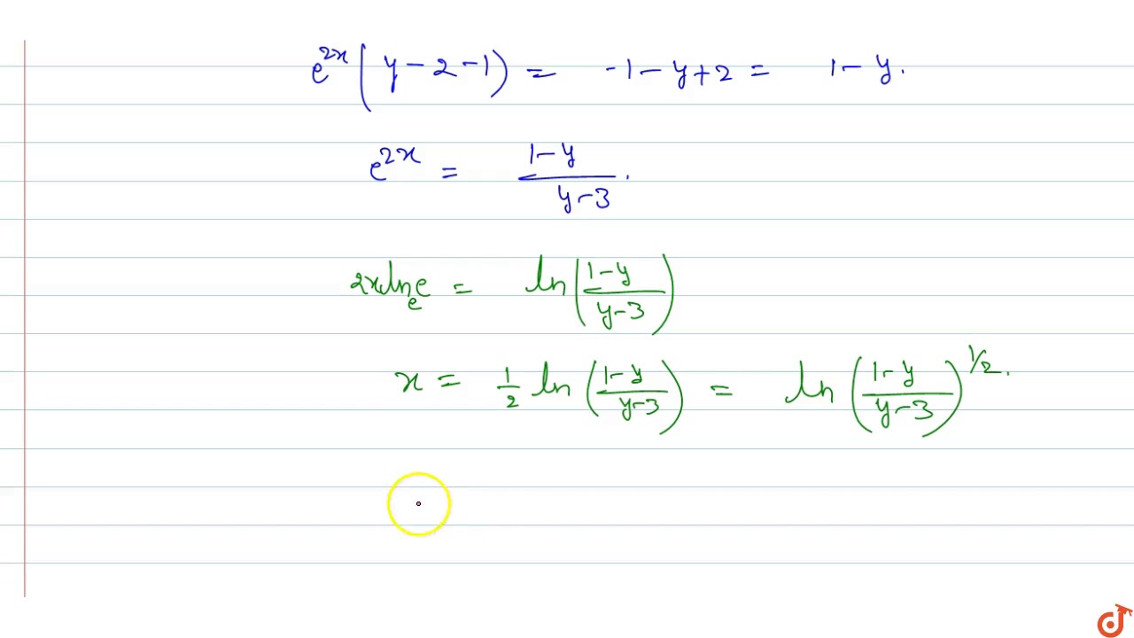 The Inverse Of The Function F X E X E X E X E X 2 Is Given By Youtube