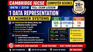 Cambridge IGCSE Computer Science 0478 / O Level 2210 | Number Systems (Denary, Binary & Hexadecimal)