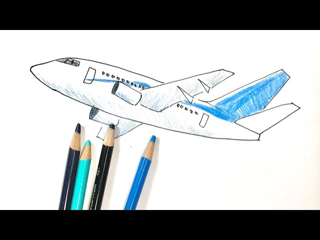 飛行機 の描き方 色鉛筆とペンの簡単イラスト Airplane Youtube