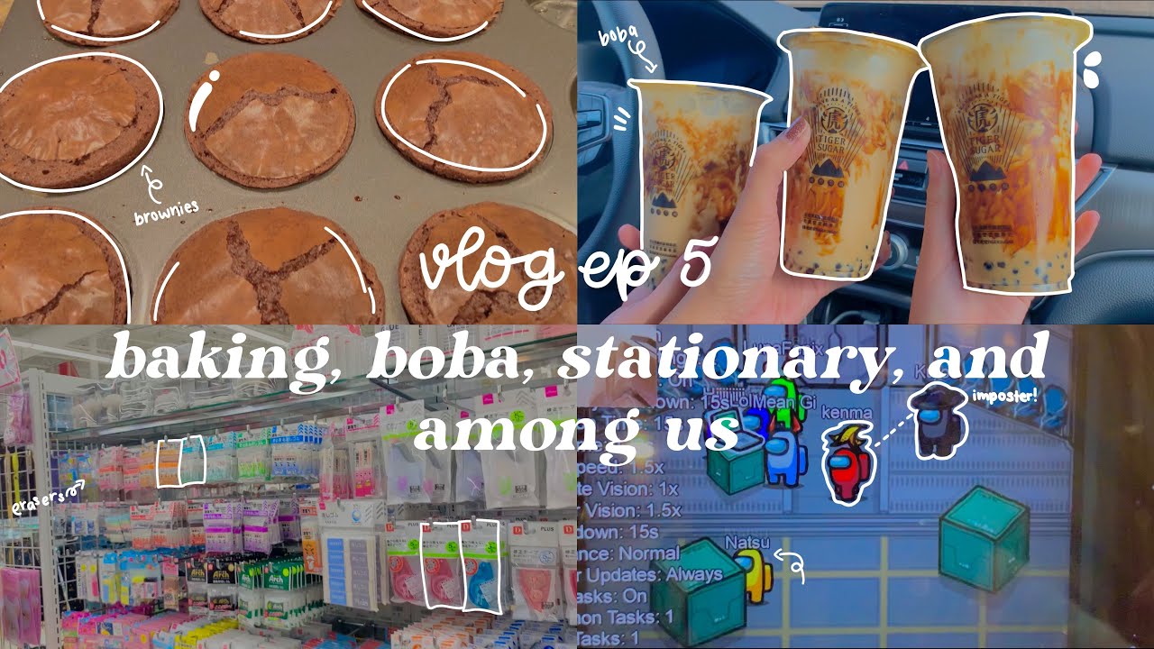 vlog ep 5:: baking 👩🏻‍🍳, boba 🧋, stationary 🖍, and among us 🎮