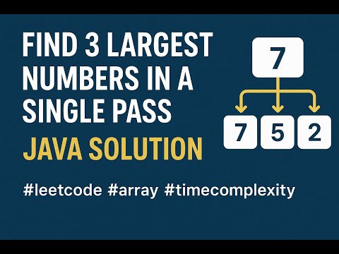 Find 3 Largest Numbers in an Array in One Pass | Java Coding Interview Question | LeetCode Solution