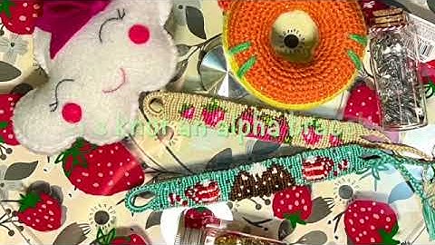 Knotting strawberry cat bracelet  Alpha Pattern ASMR