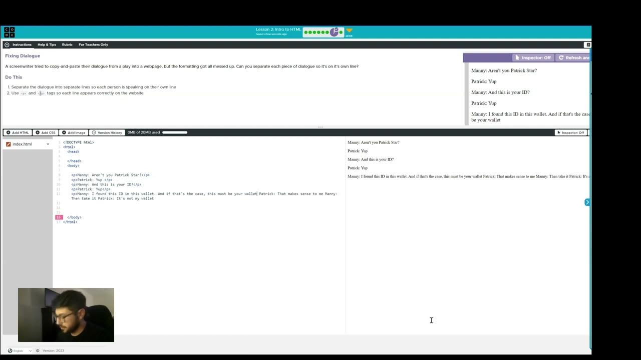 Unit 2: Lesson 2 -Activity 7- Intro to HTML I Web Development ('23-'24 ...