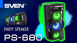 SVEN PS-680 portable speaker with Bluetooth backlight and a karaoke.