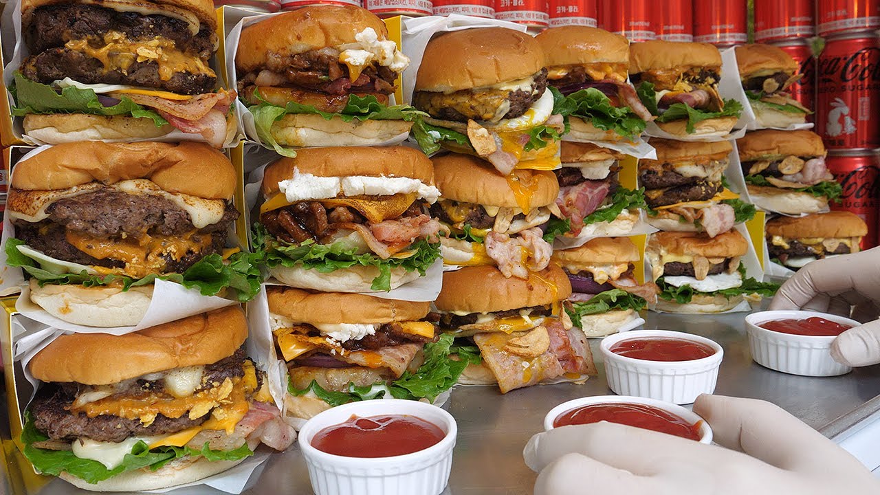 두툼한 수제버거! 더블패티 베이컨 치즈버거 / double patty bacon cheeseburger korean