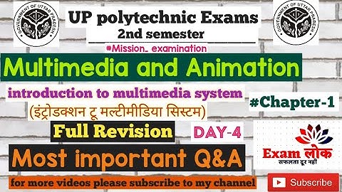 Multimedia And Animation #chapter-1 Full Revision MCQs/Q&A #bteup #Exam_लोक intro. to multimedia sys