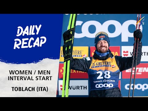 Niskanen and Hyvarinen wave Finnish flag in Toblach | FIS Cross Country World Cup 23-24