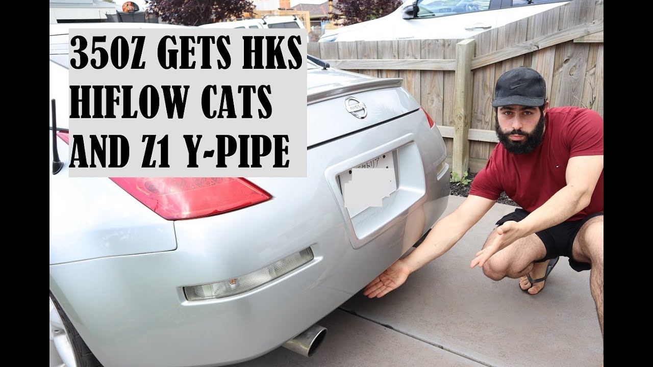 350z gets HKS Hiflow Cats + Z1 y pipe! A stock exhaust noise comparison