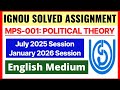 IGNOU MPS-001 Political Theory: Solved Assignment 2025-2026| IGNOU MPS-001 Assignment Answer 2025_26