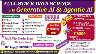 FULL STACK DATA SCIENCE with Generative AI & Agentic AI Online Training @ DURGASOFT
