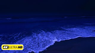 You Will Sleep Well In 5 Minutes With The Sound Of The Ocean In The Dark Night 4K Video