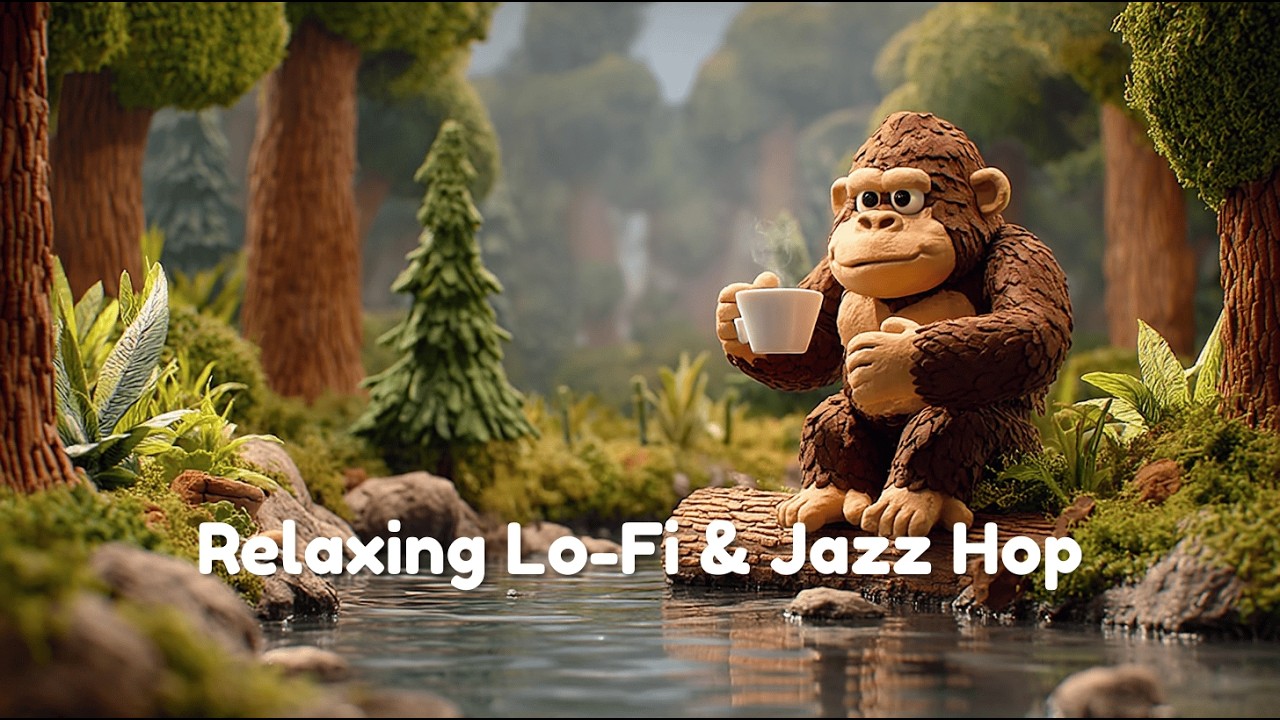 River Flow & Forest Peace 🦍🌿 Relaxing Lo-Fi & Jazz Hop | Течение реки и лесной покой