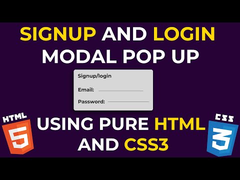Signup and Login pop modals using pure HTML and Css3