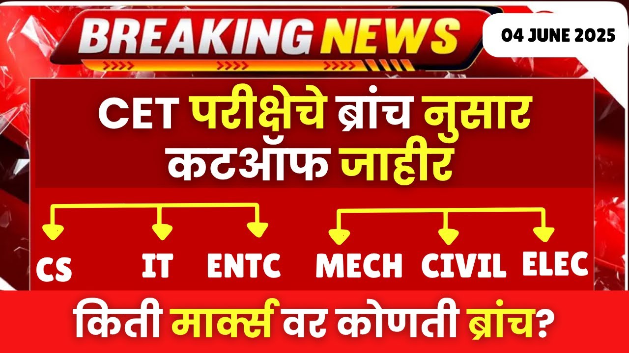 MHT CET 2025 | CUTOFF BRANCH WISE OUT😱😱| ब्रांच नुसार कटऑफ जाहीर| 