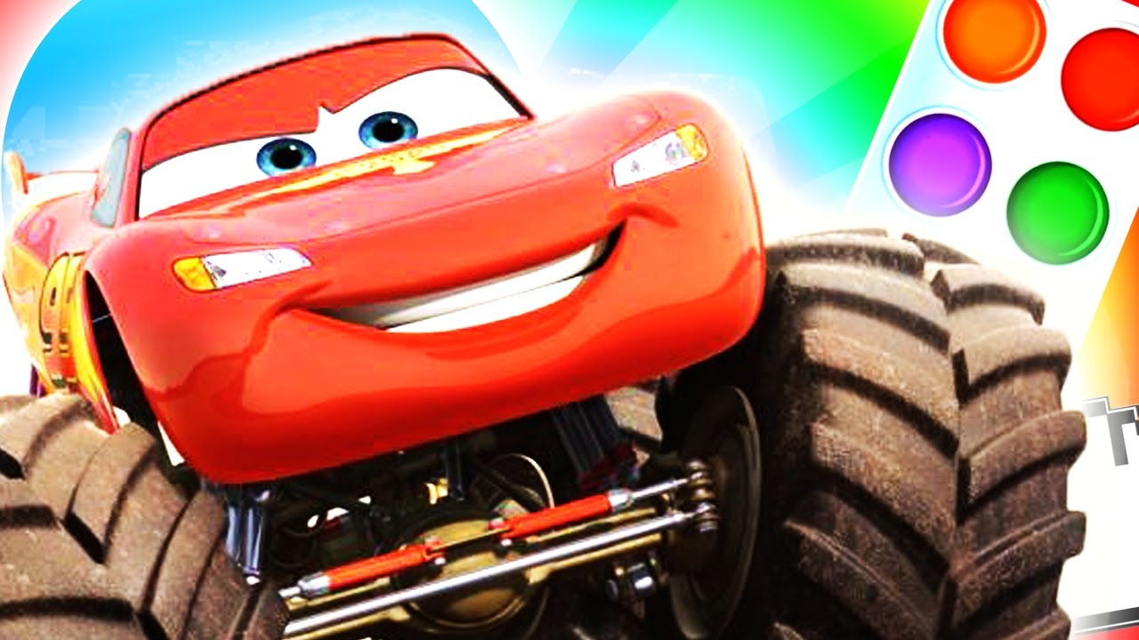 Learn Colors with Monster Truck Cars McQueen - Learning Color Animation for Baby Toddlers, Kids ...