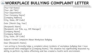 [LETTER TEMPLATE] How To Write A Workplace Bullying Complaint Letter Steps Guide | Writing Practices