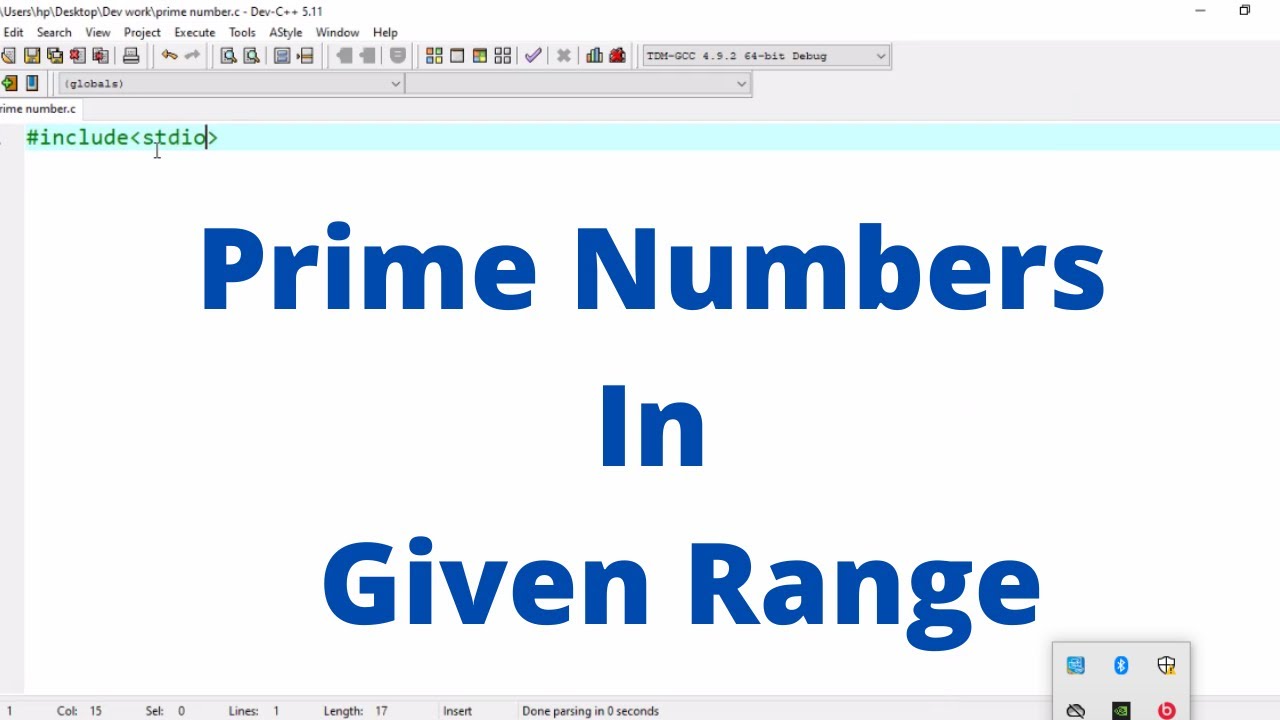 C program to check prime number in a given range - YouTube