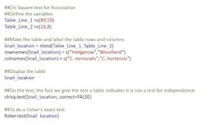 Chi-squared test for association with R