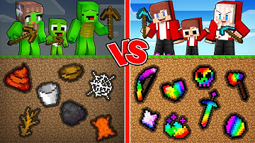 JJ and Mikey Found Mysterious Items in Mine Battle in Minecraft - Maizen