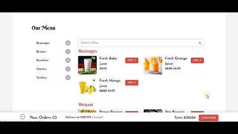 Food Delivery Ordering System (Only food ordering part)