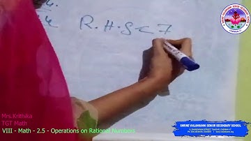 SVSSS (8 CBSE) VIII Math - 2.5 - Operations on Rational Numbers