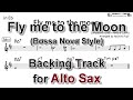 Fly me to the moon  bossa b minord major  backing track with sheet music for alto sax