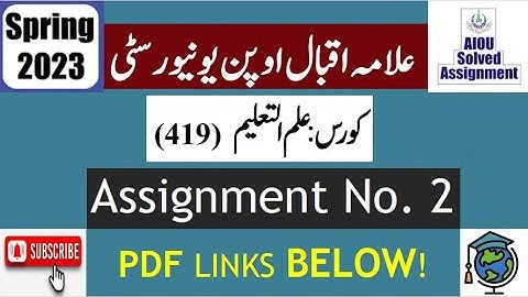 ⏩ AIOU Code 419 Solved Assignment No.2 Spring 2023 || Subject: Education || Level: BA/B.Com