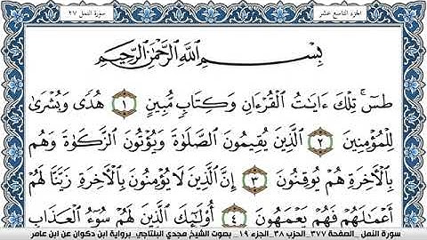 سورة النمل مكتوبة مجدي البلتاجي برواية ابن ذكوان عن ابن عامر